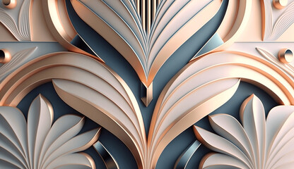 gold and soft pink art nouveau background ai generated
