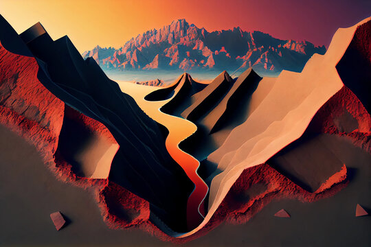 A painting of a mountain and a crack with the word ice on it. Generative ai