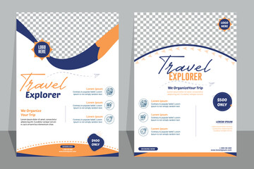 Travel Flyer Template design, 2 colorful travel flyer layout