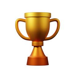 Realistic golden trophy 3d icon render with isolated background