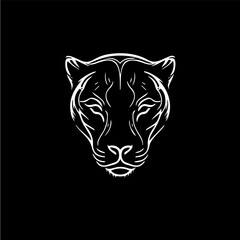 panther head dotwork tattoo with dots shading, tippling tattoo. Hand drawing wild animal emblem on black background for body art, minimalistic sketch monochrome logo. Vector illustration © artyway