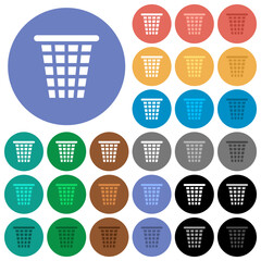 Single empty wide trash solid round flat multi colored icons