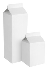 Blank milk carton packages isolated on transparent background