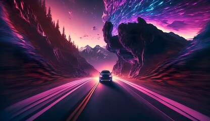 A car travelling at speed, generative AI