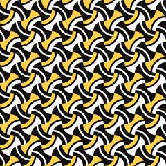 Black and Yellow Abstract Geometric Bowtie Seamless Vector Repeat Pattern