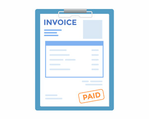 invoice with paid stamp in clipboard