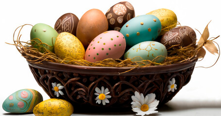 Easter eggs in basket