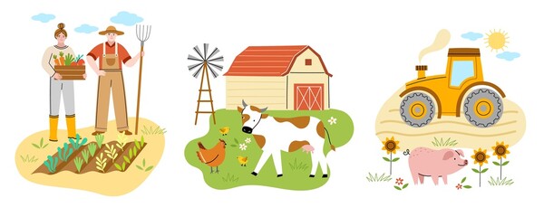 Obraz premium Cute farm compositions