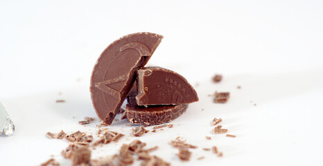 Chocolate coin. sweet euro money .finance and sweet food theme