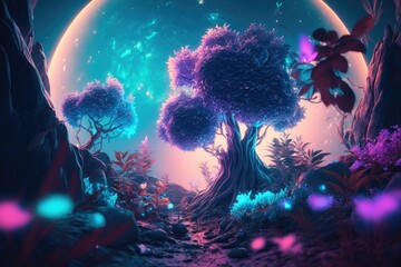 Forest on an alien planet. Generative AI