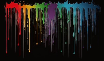  a multicolored background of dripping paint on a black background with a black background and a black background with a black background and a white border.  generative ai