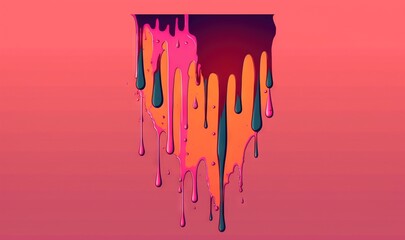  a pink and orange liquid dripping down a pink wall with a black hole in the middle of the wall and a pink background with a black hole in the middle.  generative ai