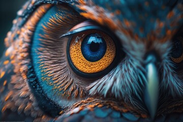 close-up of owl. Generative AI
