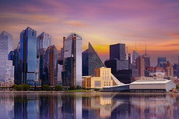 Naklejka premium New york cityscape river side with location is lower manhattan,