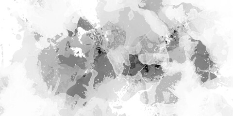 Abstract silver ink effect white watercolor painting background, Old grunge textures with white clouds and stains, old Texture of gray decorative plaster or concrete, White marble texture art design.	