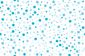 Seamless pattern with multi-dimensional hexagons in marine tones. abstract geometric dot pattern for seamless background