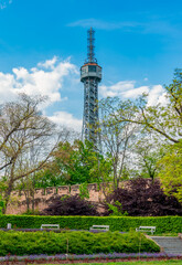 Obraz premium Petrin lookout tower on Petrin hill, Prague, Czech Republic