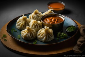 momos with sauce. Generative AI