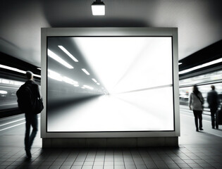 Empty billboard in subway station or train station .mockup. generative AI