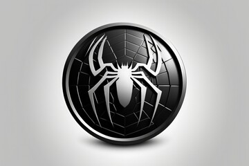 Spider illustration, logo, icon, white background. Generative AI