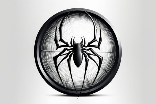 Spider illustration, logo, icon, white background. Generative AI