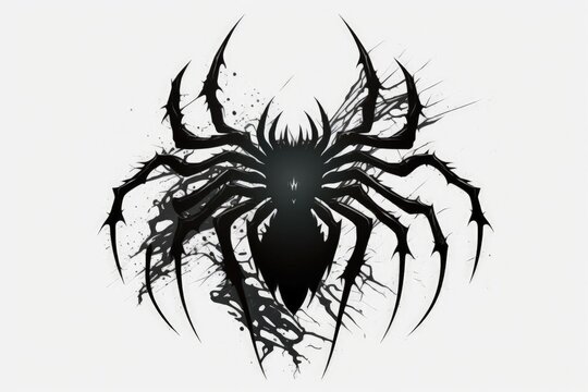 Spider illustration, logo, icon, white background. Generative AI