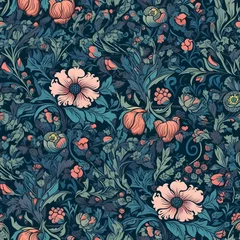 Tuinposter Perfectly Seamless Floral Pattern - Generative AI © Emily