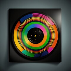 Old colored vinyl record illustration, 80s and 90s concept. Generative AI