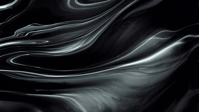 Abstract background of black and white liquid marble movement. Abstract background of marble liquid waves, water ripples, waves, colorful liquid paint. Beautiful liquid art 3D Abstract Marble video.4K