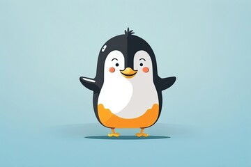 Happy cute penguin cartoon. Generative AI