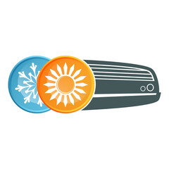 Air conditioner silhouette sun and snowflake