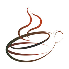 Cup of fragrant coffee silhouette beautiful