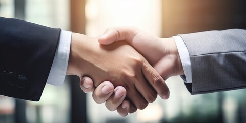 Sealing the Deal with a Firm Handshake: Celebrating Successful Business Partnerships Amidst the Bustling Corporate World