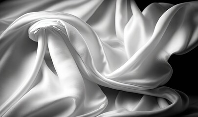 Naklejka na ściany i meble a black and white photo of a white cloth draped over a black background with a black background and a black background with a white cloth. generative ai