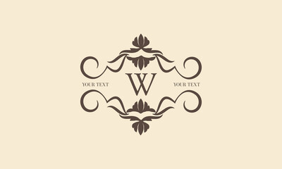 Luxury logo W. Business sign, identity for restaurant, royalty, cafe, heraldry, jewelry, fashion and other vector illustrations perfect for boutique, hotel, wedding and other elegant business.