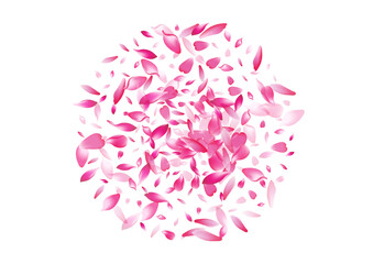 Purple Peach Petal Vector White Background. Pink