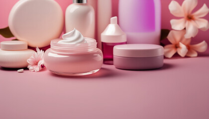 Fototapeta na wymiar Cream lotion cosmetic bottle display presentation mockup. Cosmetic Bottle Product Packaging