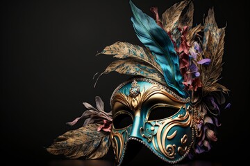 illustration, venetian masquerade carnival mask on a white background, ai generative