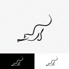 Stretching Black Cat Logo Vector. Home pet clinic icon