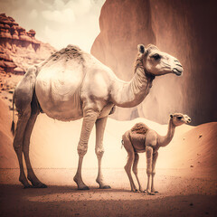 Camel and Baby Camel. Generative AI