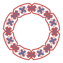 Round frame cross-stitch motifs folk embroidery
