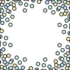 Green, blue, and yellow circle dots frame. Vector illustration.	