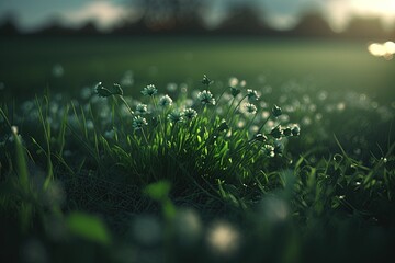 grass in the morning, green field, AI, generative AI, created with AI
