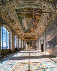 Marvelous frescoed hall in Farnese Palace in Caprarola, Province of Viterbo, Lazio, Italy. - obrazy, fototapety, plakaty