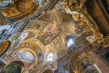 Fototapeta na wymiar The marvelous interior from the Church of Santa Maria Maddalena in Rome, Italy. March-10-2022