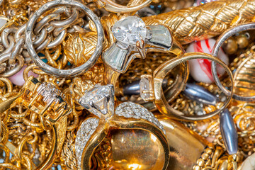 A Macro View of A Box of Jewelry Contents