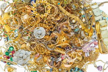 Aerial View of Pile of Gold Jewelry