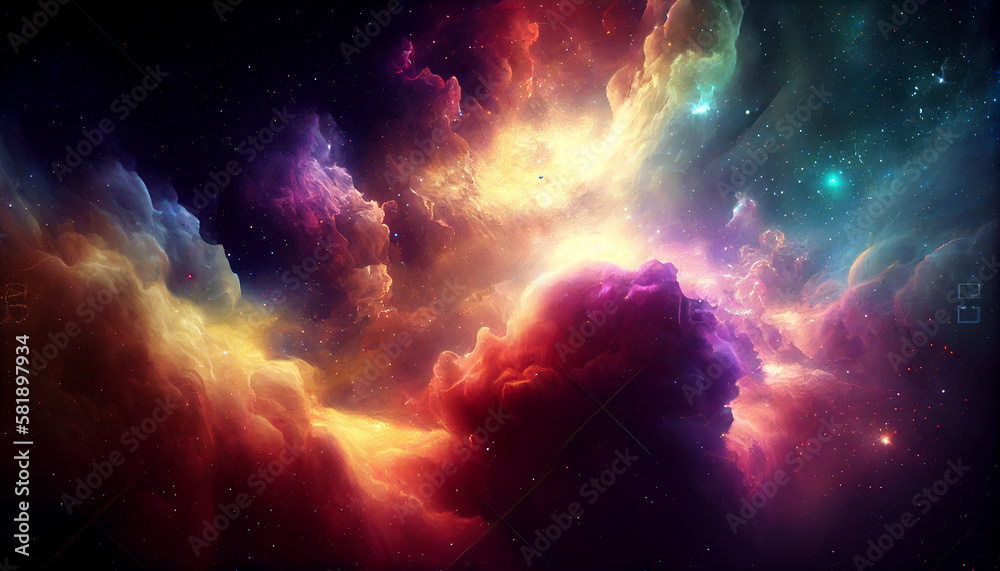 Wall mural nebula and galaxies in space ai generated image