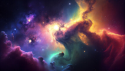 Obraz na płótnie Canvas Nebula and galaxies in space Ai generated image