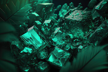 Obraz na płótnie Canvas Emerald Green Gemstone Background - Gemstones Textures Backdrop Series - Green Emerald Wallpaper created with Generative AI technology